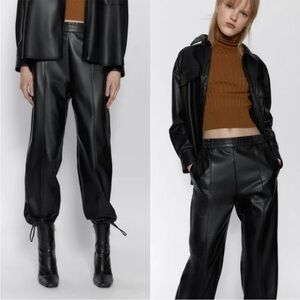 Zara faux leather joggers NWT